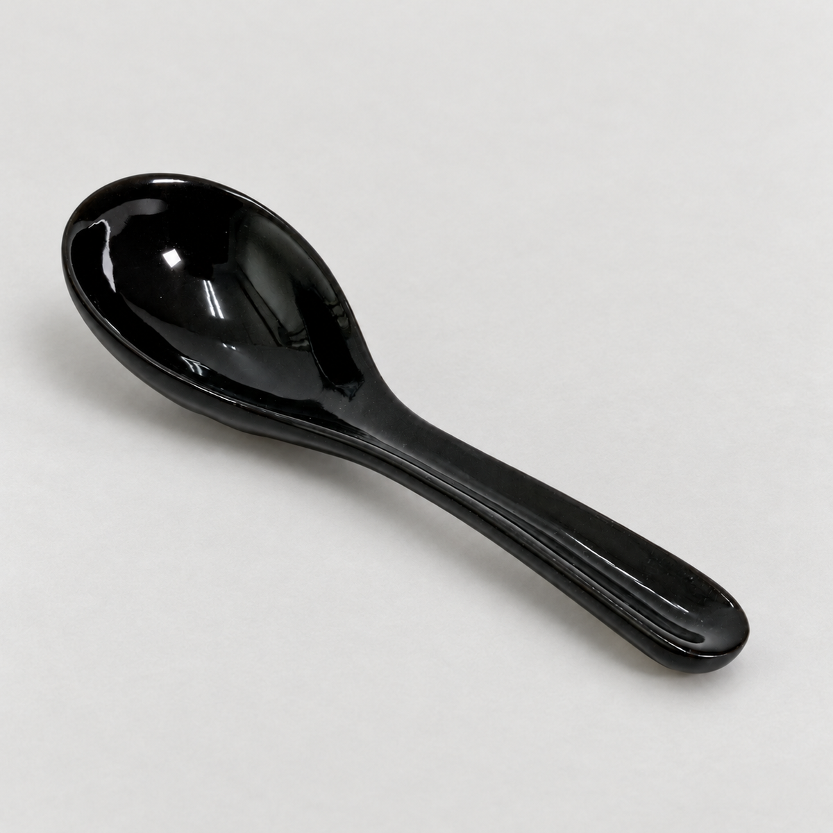 品番2702376 萬古焼 黒 小レンゲ15cm 陶器製